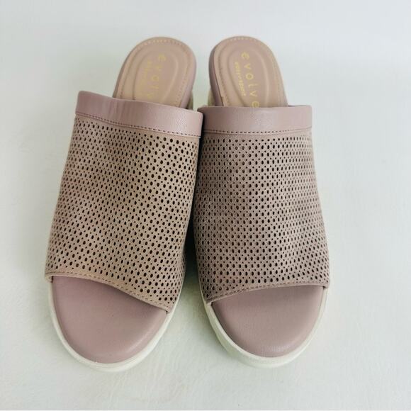 Evolve by Easy Spirit Womens Zooey Leather Wedge Heels Slide Sandal Pink Size 7M - Picture 4 of 11